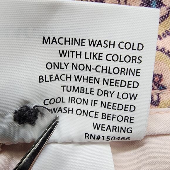 Magnolia Grace Shorts Womens 16 Pink Paisley Stretch Linen Blend Preppy Summer - Picture 5 of 11